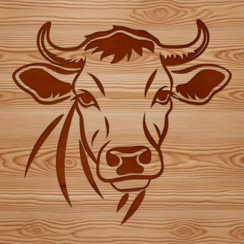 A close-up of a farm animal's head, with a distinctive set of features and markings.