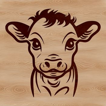 A stylized illustration of a cow's head, suitable for vector art projects.