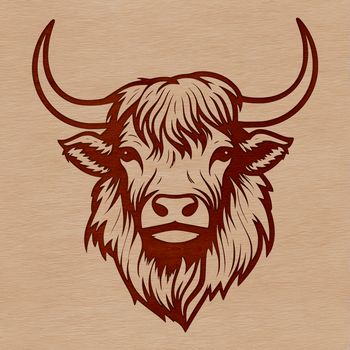 A realistic illustration of a cow's head, suitable for vector graphics design.