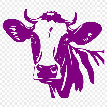 A vector graphic design featuring the head and face of a farm animal.