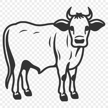 An illustration of a cow's full body, suitable for vector design and cutting machine applications.