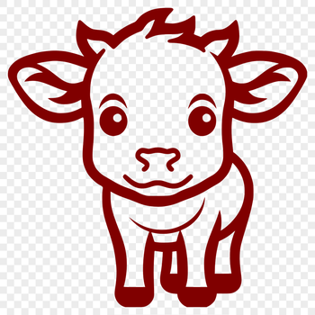 A simple line drawing of a cow's full body from front to back.