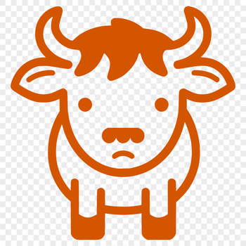 A simple line drawing of a full-body cow, a common farm animal.