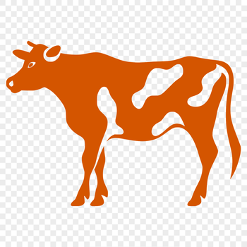 A high-resolution illustration of a full-body cow with detailed features.
