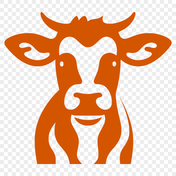 A cartoon illustration of a cow's head, suitable for vector graphics and cutting machine designs.