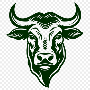 A vector illustration of a cow's head with detailed features and textures.