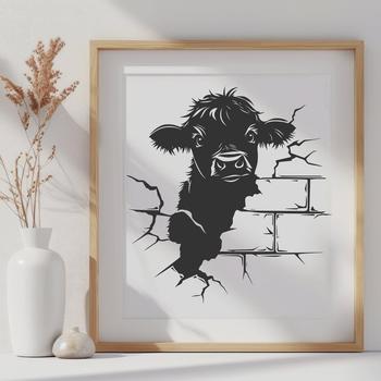 Highland Cow farm animal SVG vector design for Cricut cutting machine or laser cutter projects.