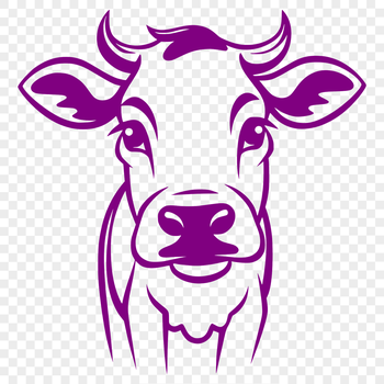 A simplified illustration of a cow's head with a blank background.