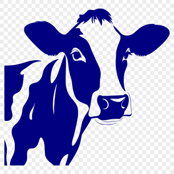 A simple illustration of a cow's head.