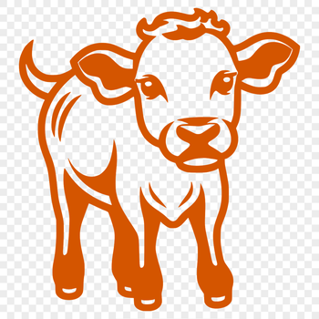 A simple line drawing of a full body cow, suitable for farm-themed designs or illustrations.