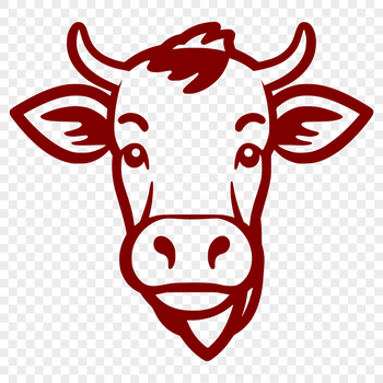 A simple line drawing of a cow's head, a classic farm animal.