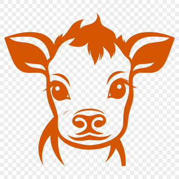A simple illustration of a young calf with its head lowered, suitable for various design applications.