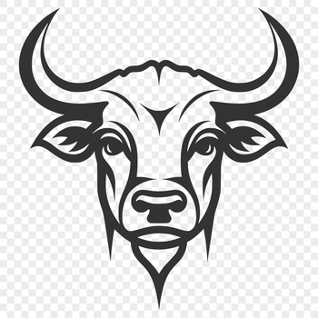 A high-quality illustration of a cow's head, suitable for vector design and digital cutting machines.