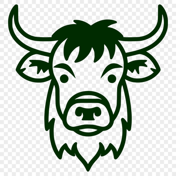 An illustration of a cow's head with detailed features suitable for vector art.