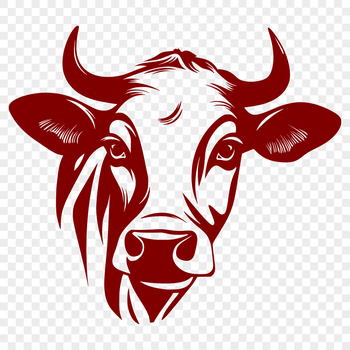 A simple illustration of a cow's head with a farm animal theme, suitable for vector design projects.
