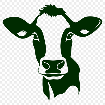 A high-quality illustration of a cow's head, suitable for various design projects.