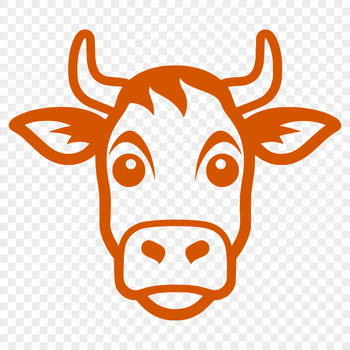 A simple line drawing of a cow's head, suitable for vector art and design projects.