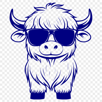 Highland Cow Wearing Sunglasses Image PNG - Free Commercial Use