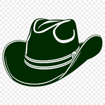 A classic cowboy hat with a wide brim and high crown, designed as vector art for digital use.