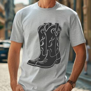 Illustrated cowboy boots with intricate design, suitable for vector art projects.