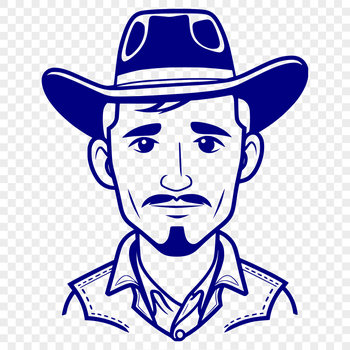 A vector graphic representation of a rugged cowboy character.