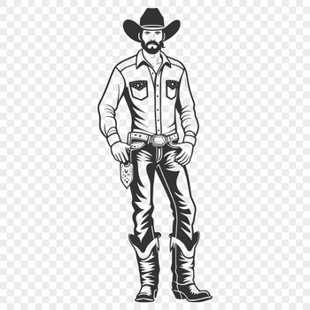 A vector illustration of a cowboy in a traditional outfit, suitable for digital cutouts and designs.