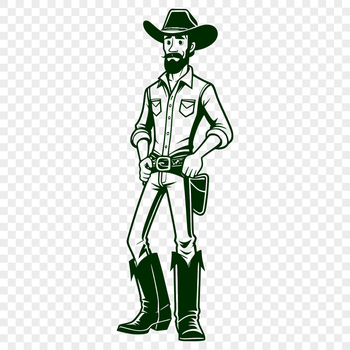 A hand-drawn illustration of a cowboy in vector format.