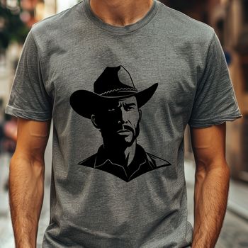Rugged cowboy silhouette in vector format for graphic design and cutting machine projects.