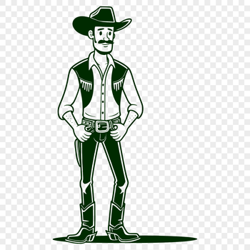 A vector illustration of a cowboy in Western attire.