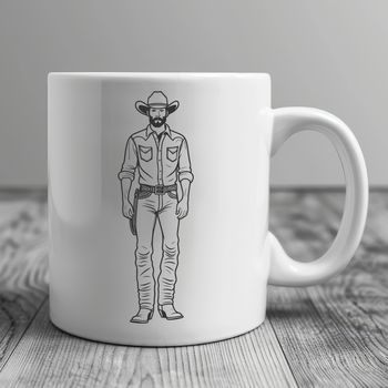A digital illustration of a cowboy in a classic Western attire, suitable for vector graphics projects.