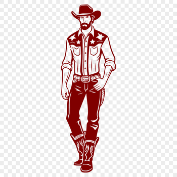 A detailed illustration of a cowboy in classic attire, ready to ride into the sunset.