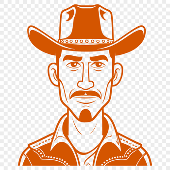 A digital illustration of a cowboy in a simple style, suitable for cutting machines like Cricut or laser cutters.