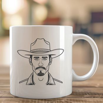 A digital illustration of a cowboy in the American West, suitable for use as clip art or vector design.
