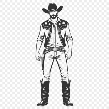 A cartoon cowboy illustration in vector format.
