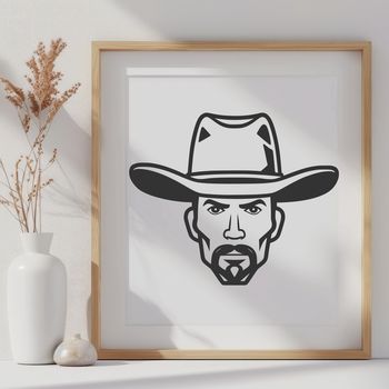 A cartoon cowboy character designed as vector art for digital cutting machines.