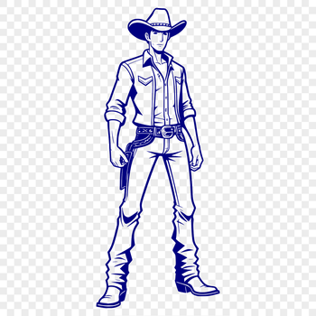 A stylized illustration of a cowboy wearing a hat and bandana, suitable for digital crafting and cutting machine projects.