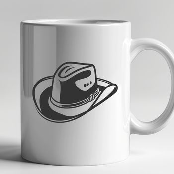 A stylized illustration of a classic cowboy hat.