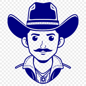 A simple line art illustration of a cowboy silhouette in a digital format suitable for various design applications.