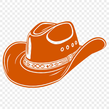 A vector illustration of a classic cowboy hat with a wide brim and high crown.
