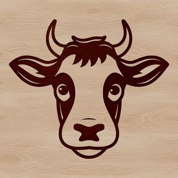 A stylized vector illustration of a cow's head, suitable for various digital designs and crafts.