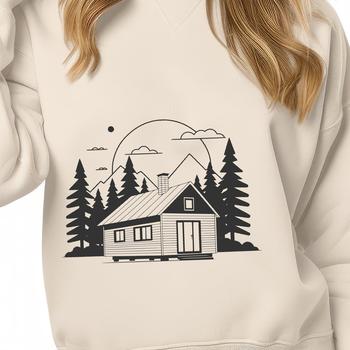 A simple wooden cabin illustration created in vector format.