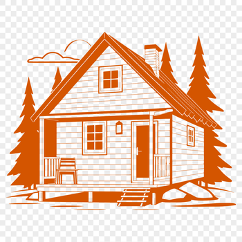 A simple cabin design made up of lines and shapes, suitable for cutting with a Cricut or laser cutter.