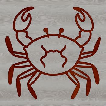 A simple line drawing illustration of a wild animal, a crab, suitable for various uses including vector art and clip art.