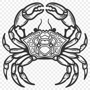 A detailed illustration of a crab from head to toe.