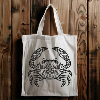 A stylized graphic representation of a crab in an ornate design format, ideal for use with cutting machines or laser cutters.