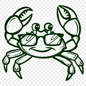 A digital illustration of a crab's full body with detailed anatomy.