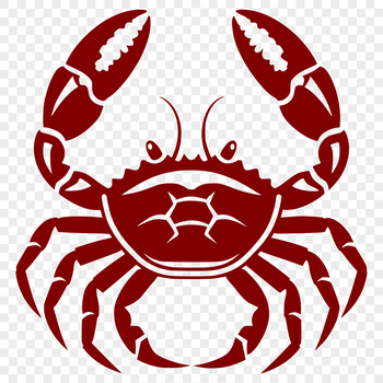 A graphic representation of a crab with its shell and claws fully visible as a scalable SVG file.
