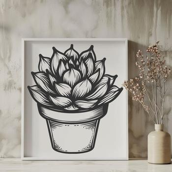 A stylized illustration of a succulent plant with thick fleshy leaves, suitable for gardening designs or crafts.
