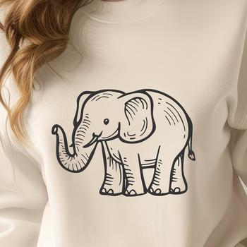 A realistic full-body illustration of a standing elephant.