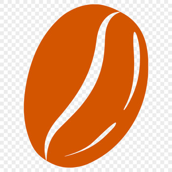 A single coffee bean illustrated in a simple, vector format.